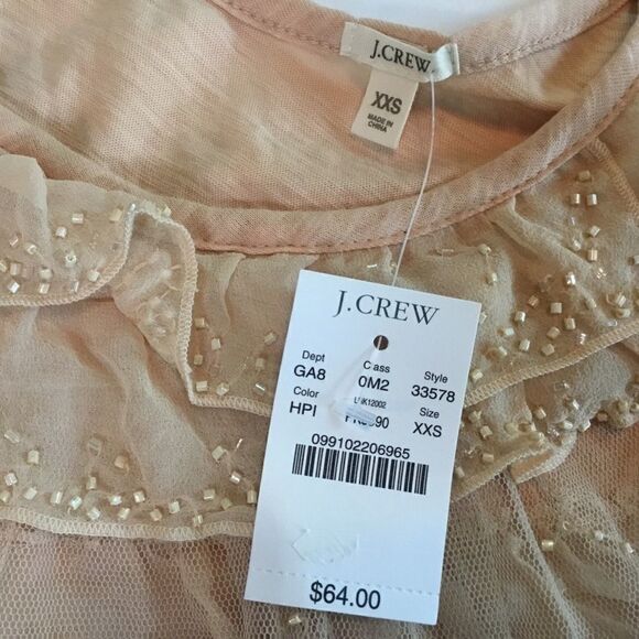 NWT. J Crew Cream Tank Women’s XXS with Ruffles - Picture 9 of 9